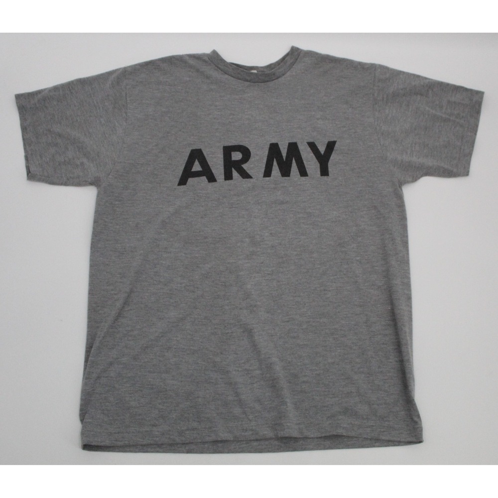 US Army PT Shirt Mens Large Gray Short Sleeve Training Graphic T-Shirt